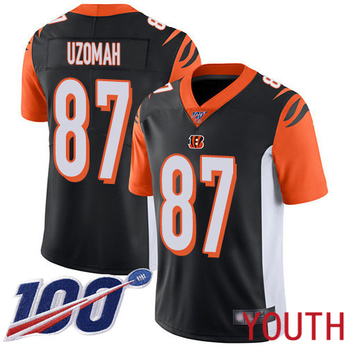 Cincinnati Bengals Limited Black Youth C J  Uzomah Home Jersey NFL Footballl #87 100th Season Vapor Untouchable